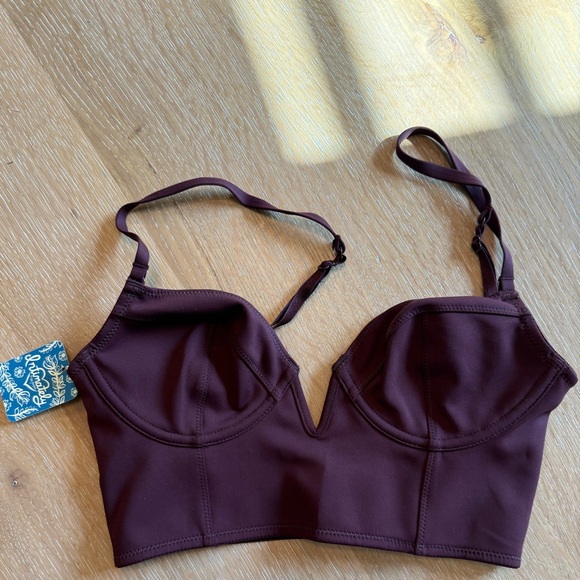 Free People Bralette Bundle XS NWT Lace & Longline Bras Pink + Burgundy Set (2) - Picture 4 of 5